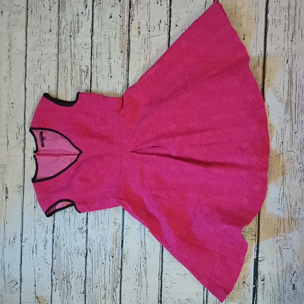 Nanette Lepore Fuschia Pink Textured Geometric Print A Line Dress 8